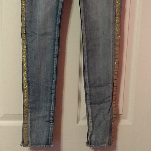 Light Blue Jeans with Gold Sparkles on Sides - Picture 2 of 2